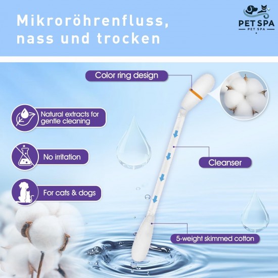 PET SPA 2 in 1 Pet Cotton Buds - Natural and Gentle Ear Cleaner for Dogs and Cats - Removes Earwax Dirt and Odour - Individually Packed for Easy Application - Pack of 50 PET SPA 2 in 1 Pet Cotton Buds - Natural and Gentle Ear Cleaner for Dogs and Cats - Removes Earwax Dirt and Odour - Individually Packed for Easy Application - Pack of 50