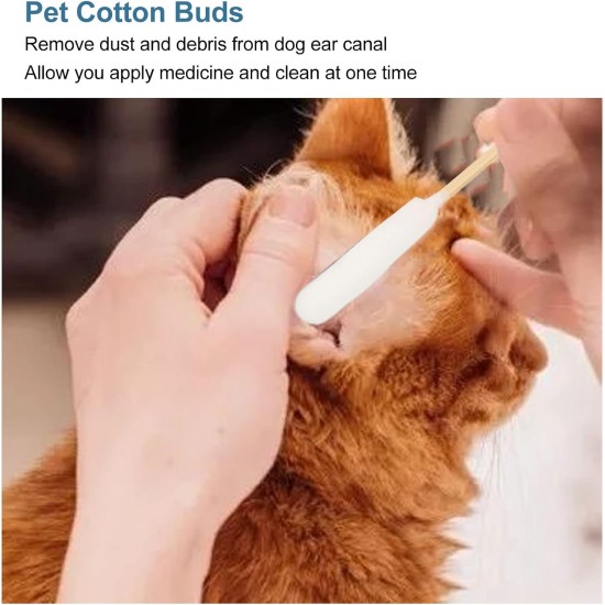 Pack of 100 Cotton Buds for Dogs and Cats, 6 Inch Long Cotton Buds, Pet Extension Cotton Buds for Cleaning Dogs and Cat Ears, Applying Medicine Pack of 100 Cotton Buds for Dogs and Cats, 6 Inch Long Cotton Buds, Pet Extension Cotton Buds for Cleaning Dogs and Cat Ears, Applying Medicine