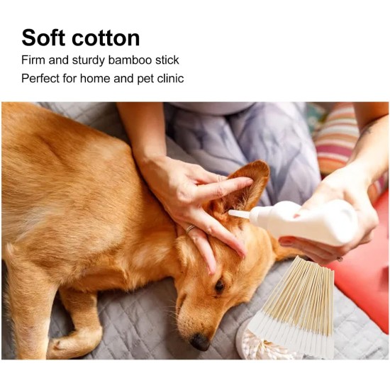 Pack of 100 Cotton Buds for Dogs and Cats, 6 Inch Long Cotton Buds, Pet Extension Cotton Buds for Cleaning Dogs and Cat Ears, Applying Medicine Pack of 100 Cotton Buds for Dogs and Cats, 6 Inch Long Cotton Buds, Pet Extension Cotton Buds for Cleaning Dogs and Cat Ears, Applying Medicine