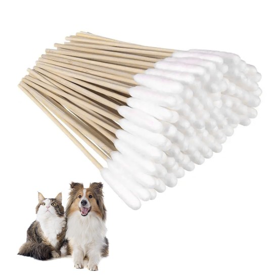 Pack of 100 Ear Cleaner Cotton Buds Long Large for Pets Dog Cat (15 cm) Pack of 100 Ear Cleaner Cotton Buds Long Large for Pets Dog Cat (15 cm)