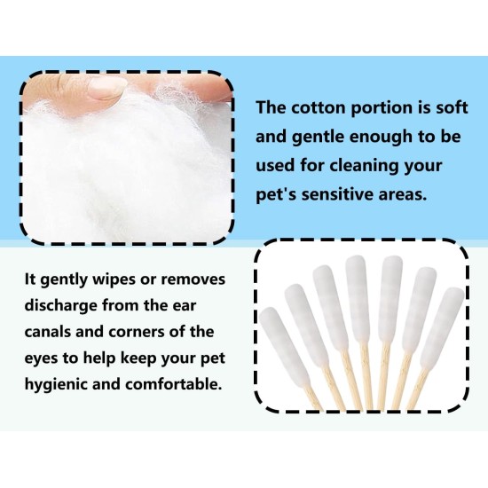 Pack of 100 Ear Cleaning for Dogs, Dogs Cleaning Cotton Buds, 12 cm Ear Cleaning Sticks with Round Tip, Ear Sticks Cotton Buds for Pets, Dogs, Cats Pack of 100 Ear Cleaning for Dogs, Dogs Cleaning Cotton Buds, 12 cm Ear Cleaning Sticks with Round Tip, Ear Sticks Cotton Buds for Pets, Dogs, Cats