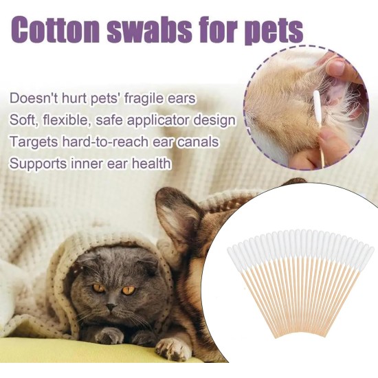 Pack of 100 cotton buds for dogs, cotton buds, ear cleaner, 15 cm ear cleaner for pets, cotton buds long, dog ear cleaning sticks, for cleaning the ears of pets Pack of 100 cotton buds for dogs, cotton buds, ear cleaner, 15 cm ear cleaner for pets, cotton buds long, dog ear cleaning sticks, for cleaning the ears of pets