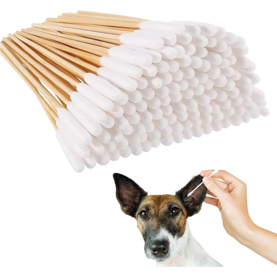 Pack of 100 cotton buds for dogs, cotton buds, ear cleaner, 15 cm ear cleaner for pets, cotton buds long, dog ear cleaning sticks, for cleaning the ears of pets Pack of 100 cotton buds for dogs, cotton buds, ear cleaner, 15 cm ear cleaner for pets, cotton buds long, dog ear cleaning sticks, for cleaning the ears of pets