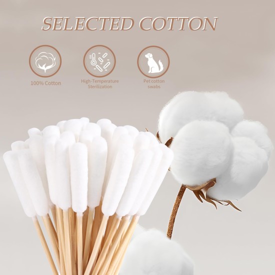 Pack of 200 Hypoallergenic Cotton Buds for Dogs & Cats - 15 cm Ultra Soft Ear Cleaner Sticks with Cotton Tip, Perfect for Sensitive Ears, Pet Care & Professional Veterinarian Hygiene Pack of 200 Hypoallergenic Cotton Buds for Dogs & Cats - 15 cm Ultra Soft Ear Cleaner Sticks with Cotton Tip, Perfect for Sensitive Ears, Pet Care & Professional Veterinarian Hygiene