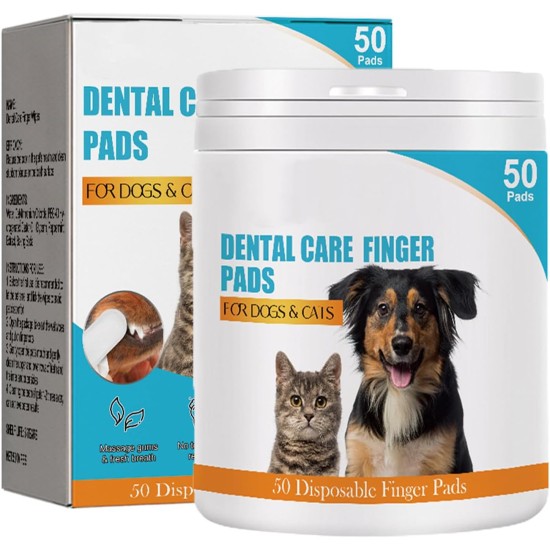 Pack of 50 Ear Care Finger Pads for Dogs, Ear Cleaner for Dogs, Ear Finger Wipes for Dogs and Cats, Finger Pads for Ear Care, Hygiene for Dogs and Cats