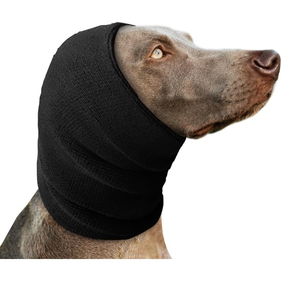 Pet Bandana, Dog Earmuffs for Dogs, Hearing Protection, for Dog Anxiety, Grooming, Earmuffs, Dog Ear Protection, Soothing (Black, L)