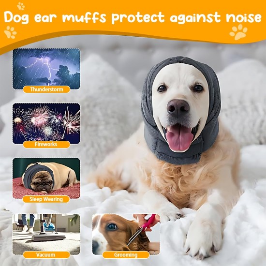 Pet Ear Flap Head Wrap, Soothing Earmuffs for Dogs, Easy to Clean Headgear for Dogs with Adjustable Self-Adhesive Tape for Dogs Pet Ear Flap Head Wrap, Soothing Earmuffs for Dogs, Easy to Clean Headgear for Dogs with Adjustable Self-Adhesive Tape for Dogs