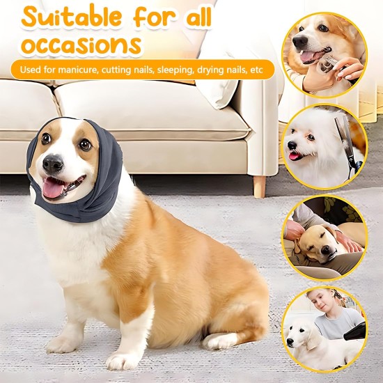 Pet Ear Flap Head Wrap, Soothing Earmuffs for Dogs, Easy to Clean Headgear for Dogs with Adjustable Self-Adhesive Tape for Dogs Pet Ear Flap Head Wrap, Soothing Earmuffs for Dogs, Easy to Clean Headgear for Dogs with Adjustable Self-Adhesive Tape for Dogs