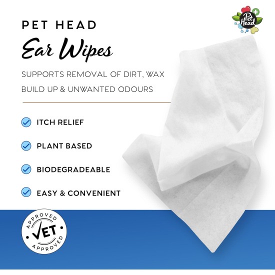 Pet Head Ear Cleaning Wipes | Fragrance Free | Cleans, Deodorises and Moisturises Ears | Helps Remove Wax | Biodegradable, Plant Based and Plastic Free | Pack of 30 Pet Head Ear Cleaning Wipes | Fragrance Free | Cleans, Deodorises and Moisturises Ears | Helps Remove Wax | Biodegradable, Plant Based and Plastic Free | Pack of 30