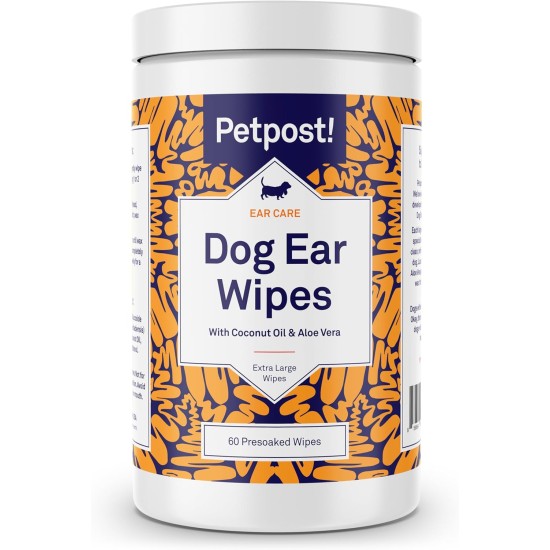 Petpost Ear Cleaner for Dogs - 60 Ultra Soft Cotton Wipes Soaked in Coconut Oil / Aloe Solution - Care for Ear Mites and Ear Infections Petpost Ear Cleaner for Dogs - 60 Ultra Soft Cotton Wipes Soaked in Coconut Oil / Aloe Solution - Care for Ear Mites and Ear Infections