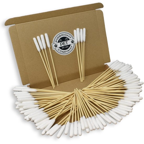 Pirbright Pet Company Extra Large Cotton Buds for Dogs 15cm Long Bamboo Cotton Buds for Cleaning Animal Ears Pack of 100 Pirbright Pet Company Extra Large Cotton Buds for Dogs 15cm Long Bamboo Cotton Buds for Cleaning Animal Ears Pack of 100