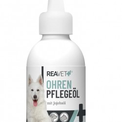 ReaVET Ear Care for Dogs and Cats - Ear Care Oil with Jojoba Oil 75 ml I Care Oil for Dog Ears, Cat Ears I Ear Drops, Gentle Ear Care for Itching and Irritation ReaVET Ear Care for Dogs and Cats - Ear Care Oil with Jojoba Oil 75 ml I Care Oil for Dog Ears, Cat Ears I Ear Drops, Gentle Ear Care for Itching and Irritation