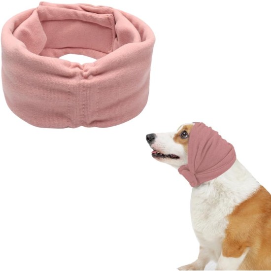 Soothing Earmuffs for Dogs, Pet Ear Flap Head Wrap, Adjustable Velcro Dog Ear Warmers for Anxiety Relief Pet (Pink, M)