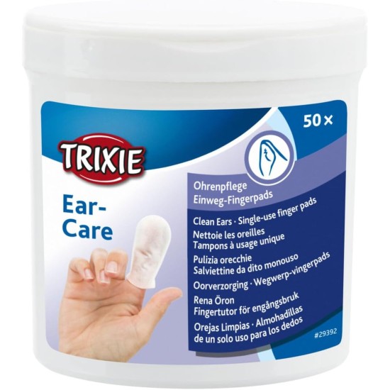 TRIXIE Ear Care Ear Care Finger Pads | Double Pack | 2 x 50 Pieces | Finger Pads with Nourishing Cleaning Lotion | For Ear Cleaning of Dogs, Cats and Other Small Animals TRIXIE Ear Care Ear Care Finger Pads | Double Pack | 2 x 50 Pieces | Finger Pads with Nourishing Cleaning Lotion | For Ear Cleaning of Dogs, Cats and Other Small Animals