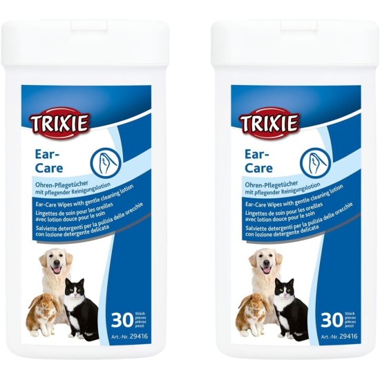 TRIXIE Ear Care Ear Care Wipes | Double Pack | 2 x 30 Pieces | Ear Care Wipes with Nourishing Cleansing Lotion (Aloe Vera and Witch Hazel) | For Regular Cleaning TRIXIE Ear Care Ear Care Wipes | Double Pack | 2 x 30 Pieces | Ear Care Wipes with Nourishing Cleansing Lotion (Aloe Vera and Witch Hazel) | For Regular Cleaning