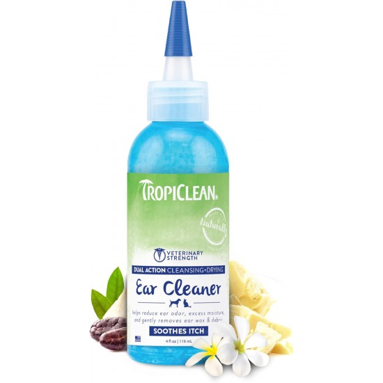 Tropiclean Veterinarian Strength Dual Action Ear Cleaner Solution for Dogs, 118ml Tropiclean Veterinarian Strength Dual Action Ear Cleaner Solution for Dogs, 118ml