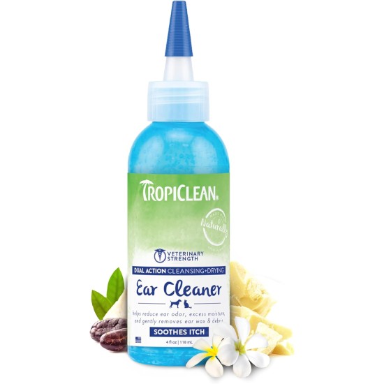 Tropiclean Veterinarian Strength Dual Action Ear Cleaner Solution for Dogs, 118ml Tropiclean Veterinarian Strength Dual Action Ear Cleaner Solution for Dogs, 118ml