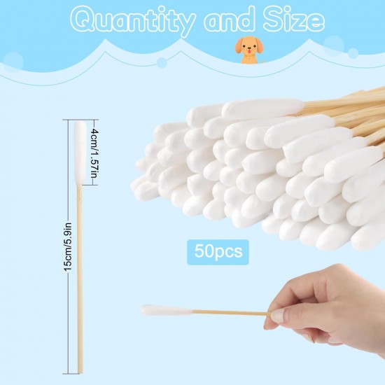 Vaktop Dog Cotton Buds, Pack of 100, 2 Sizes, Pet Ear Cleaner, Long, Ear Cleaning Sticks, Pet with Wide Head, for Pets, Dogs, Cats (15 cm/12 cm) Vaktop Dog Cotton Buds, Pack of 100, 2 Sizes, Pet Ear Cleaner, Long, Ear Cleaning Sticks, Pet with Wide Head, for Pets, Dogs, Cats (15 cm/12 cm)