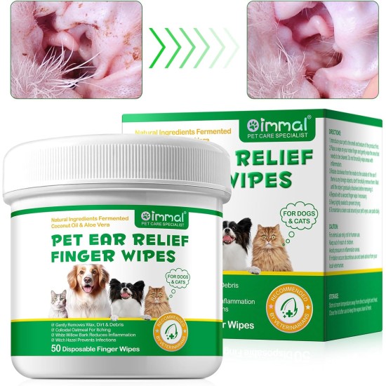 Wipes for Dog Ears, Dog Ears, Cleaning Wipes, Finger Wipes, Pack of 50, for Dogs & Cats, Coconut Oil & Aloe Vera, Gently Removes Wax, Dirt and Deposits, Prevents Ear Odour and Itching Wipes for Dog Ears, Dog Ears, Cleaning Wipes, Finger Wipes, Pack of 50, for Dogs & Cats, Coconut Oil & Aloe Vera, Gently Removes Wax, Dirt and Deposits, Prevents Ear Odour and Itching