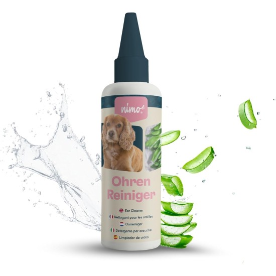 nimo® Ear Cleaner for Dogs, Cats & Pets with Aloe Vera & Panthenol | Gentle Natural Cleaning Against Itching, Infections, Earwax, Inflammation & Discharge | Minimises Head Shaking nimo® Ear Cleaner for Dogs, Cats & Pets with Aloe Vera & Panthenol | Gentle Natural Cleaning Against Itching, Infections, Earwax, Inflammation & Discharge | Minimises Head Shaking