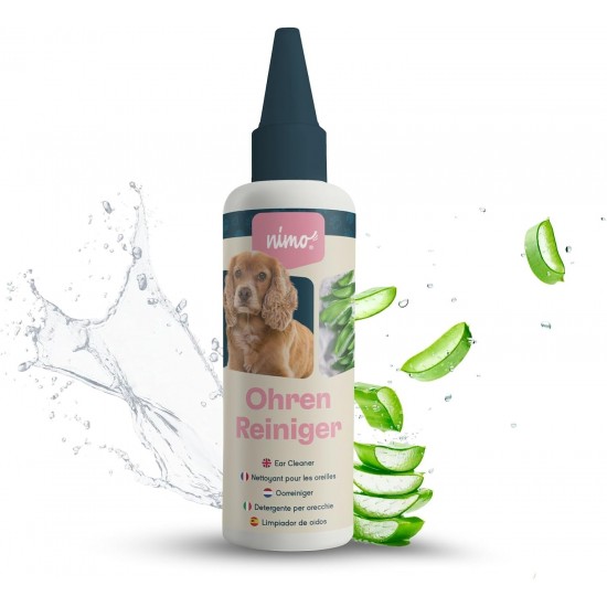 nimo® Ear Cleaner for Dogs, Cats & Pets with Aloe Vera & Panthenol | Gentle Natural Cleaning Against Itching, Infections, Earwax, Inflammation & Discharge | Minimises Head Shaking nimo® Ear Cleaner for Dogs, Cats & Pets with Aloe Vera & Panthenol | Gentle Natural Cleaning Against Itching, Infections, Earwax, Inflammation & Discharge | Minimises Head Shaking