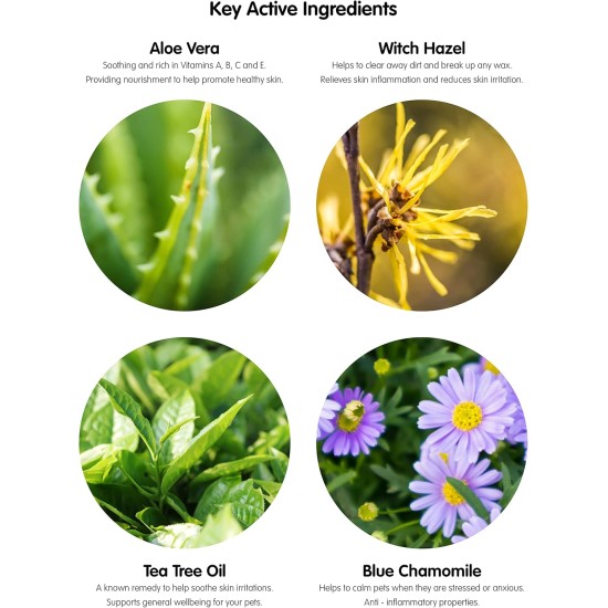 pet wiz Ear Cloths for Dogs & Cats Clean, Soothe & Disinfect with Natural Active Ingredients Aloe Vera, Witch Hazel Tea Tree Oil and Blue Chamomile Extract pet wiz Ear Cloths for Dogs & Cats Clean, Soothe & Disinfect with Natural Active Ingredients Aloe Vera, Witch Hazel Tea Tree Oil and Blue Chamomile Extract