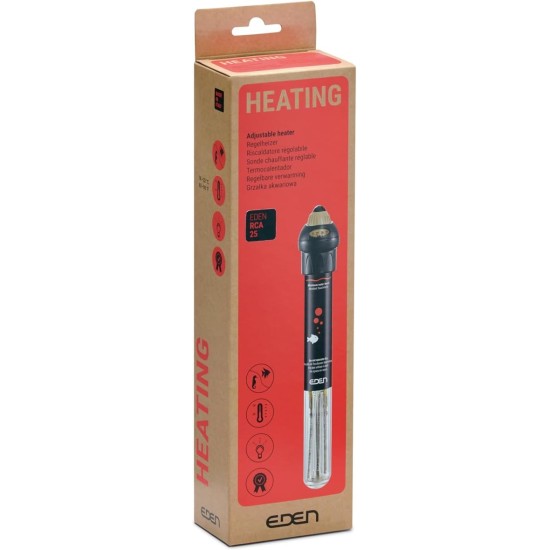 Eden 94150 25 heater reacts to current water temperature, avoids the smallest deviations thanks to bimetallic technology, 25 watts Eden 94150 25 heater reacts to current water temperature, avoids the smallest deviations thanks to bimetallic technology, 25 watts