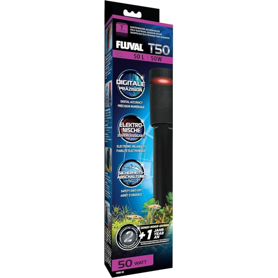 FLUVAL T50 Submersible Electronic Aquarium Heater for Aquariums up to 50L FLUVAL T50 Submersible Electronic Aquarium Heater for Aquariums up to 50L