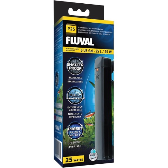Fluval Aquarium Heater P25, Completely Submersible Aquarium Heater for Aquariums up to 25 L, 25 W Fluval Aquarium Heater P25, Completely Submersible Aquarium Heater for Aquariums up to 25 L, 25 W