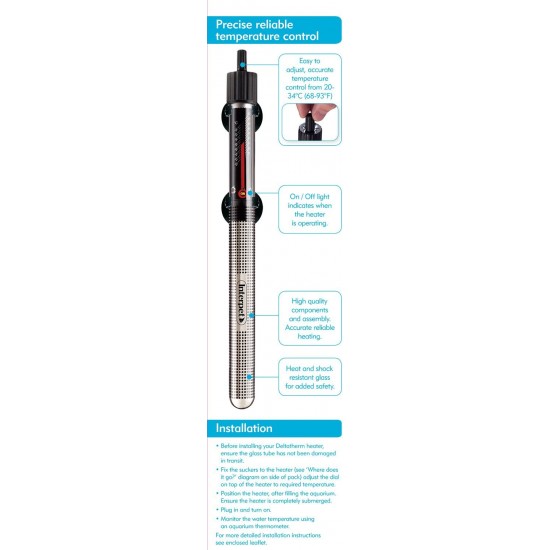 Interpet Deltatherm Aquarium Heater, Suitable for Heating Tropical Aquariums, 200 Watt Model, Suitable for Aquariums up to 200 Litres Interpet Deltatherm Aquarium Heater, Suitable for Heating Tropical Aquariums, 200 Watt Model, Suitable for Aquariums up to 200 Litres