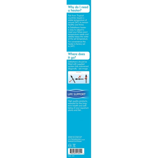 Interpet Deltatherm Aquarium Heater, Suitable for Heating Tropical Aquariums, 200 Watt Model, Suitable for Aquariums up to 200 Litres Interpet Deltatherm Aquarium Heater, Suitable for Heating Tropical Aquariums, 200 Watt Model, Suitable for Aquariums up to 200 Litres