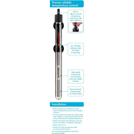Interpet Deltatherm Aquarium Heater, Suitable for Heating Tropical Aquariums, 200 Watt Model, Suitable for Aquariums up to 200 Litres Interpet Deltatherm Aquarium Heater, Suitable for Heating Tropical Aquariums, 200 Watt Model, Suitable for Aquariums up to 200 Litres