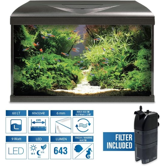 Amtra Acquario System Tank V2 - Complete Glass Aquarium 85 Litres, 11 Watt LED Light and Filter Pump Included, Fresh or Saltwater, White, 80 x 32 x 48 cm Amtra Acquario System Tank V2 - Complete Glass Aquarium 85 Litres, 11 Watt LED Light and Filter Pump Included, Fresh or Saltwater, White, 80 x 32 x 48 cm
