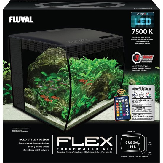 Hagen Fluval Flex Aquarium Kit, 41 x 39 x 39 cm, 57 Litre Hagen Fluval Flex Aquarium Kit, 41 x 39 x 39 cm, 57 Litre
