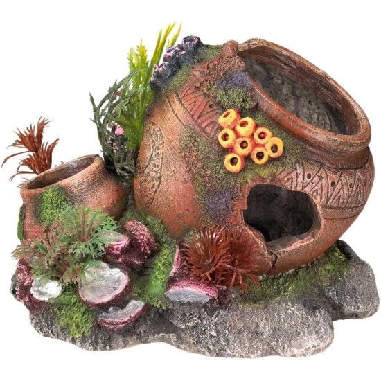 Aqua Ornaments 'Jug With Mussels' Aquarium Decoration with Plants 17.5 x 13.2 x 13 cm Aqua Ornaments 'Jug With Mussels' Aquarium Decoration with Plants 17.5 x 13.2 x 13 cm
