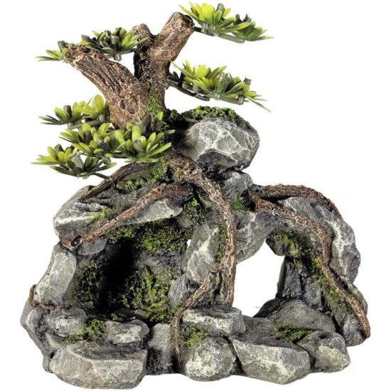Nobby Aqua Ornaments Stone Cave with Plants, 13.3 x 9.5 x 12.8 cm, Pack of 1 Nobby Aqua Ornaments Stone Cave with Plants, 13.3 x 9.5 x 12.8 cm, Pack of 1