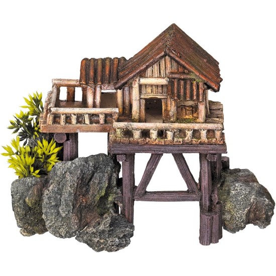 Nobby Wooden House with Plants Aquarium Ornaments, 23 x 12.3 x 17 cm Nobby Wooden House with Plants Aquarium Ornaments, 23 x 12.3 x 17 cm