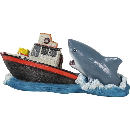 Penn-Plax Jaws Officially Licensed 2 Piece Aquarium Ornament Set - Includes Boat Attack and Shark Swimming - Small Penn-Plax Jaws Officially Licensed 2 Piece Aquarium Ornament Set - Includes Boat Attack and Shark Swimming - Small