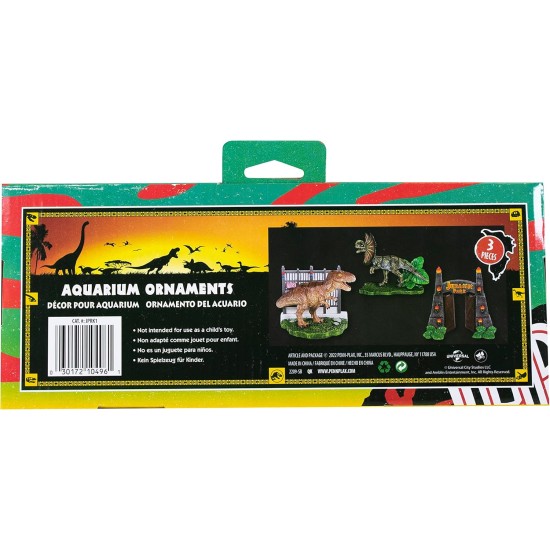 Penn-Plax Jurassic Park Officially Licensed 3 Piece Aquarium Ornament Set - Includes T-Rex Parking Gate and Dilophosaurus Decorations - Small Penn-Plax Jurassic Park Officially Licensed 3 Piece Aquarium Ornament Set - Includes T-Rex Parking Gate and Dilophosaurus Decorations - Small