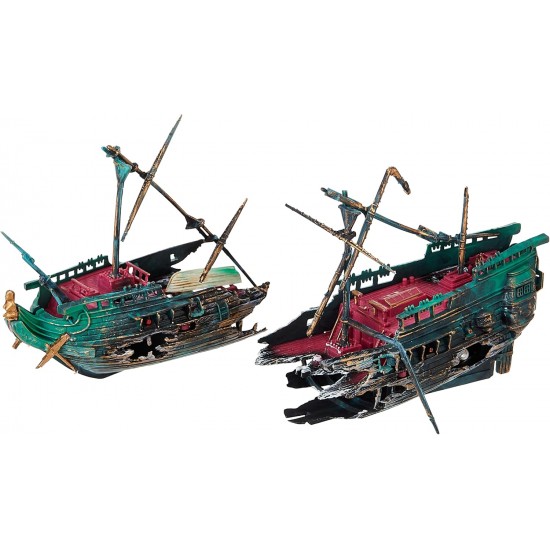 Penn-Plax Shipwreck Aquarium Decoration Ornament with Moving Masts, Lifeboat, and Bubble Action Penn-Plax Shipwreck Aquarium Decoration Ornament with Moving Masts, Lifeboat, and Bubble Action