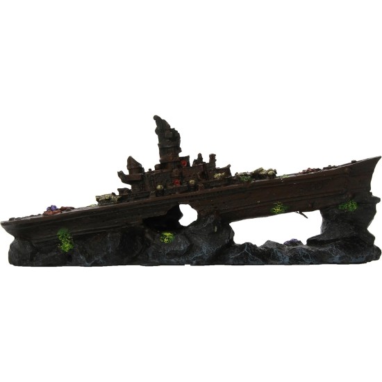 Penn-Plax Small Battleship Fish Tank Ornament Decoration Penn-Plax Small Battleship Fish Tank Ornament Decoration