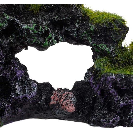 Relaxdays Aquarium Decoration Stone, Natural Look, Decorative, Hiding Place, Rock Cave, Aquarium Accessories, H x W 8.5 x 17 cm, Black/Green Relaxdays Aquarium Decoration Stone, Natural Look, Decorative, Hiding Place, Rock Cave, Aquarium Accessories, H x W 8.5 x 17 cm, Black/Green