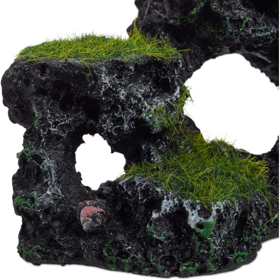 Relaxdays Aquarium Decoration Stone, Natural Look, Decorative, Hiding Place, Rock Cave, Aquarium Accessories, H x W 8.5 x 17 cm, Black/Green Relaxdays Aquarium Decoration Stone, Natural Look, Decorative, Hiding Place, Rock Cave, Aquarium Accessories, H x W 8.5 x 17 cm, Black/Green