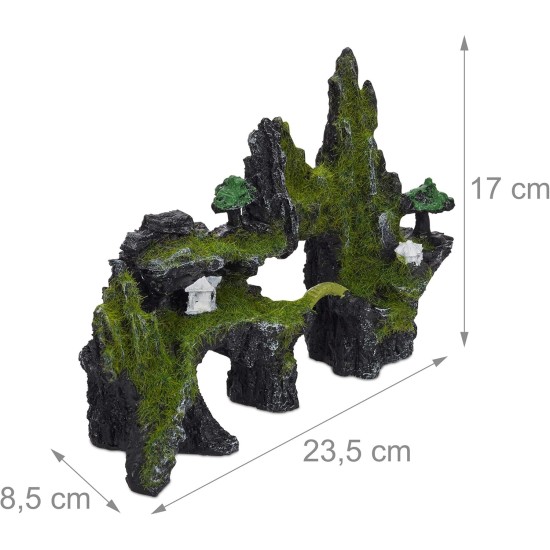 Relaxdays Aquarium Decorative Rocks, Natural Look, Japanese Decoration, Hiding Place, Aquarium Accessories, 17 x 23.5 cm, Black/Green Relaxdays Aquarium Decorative Rocks, Natural Look, Japanese Decoration, Hiding Place, Aquarium Accessories, 17 x 23.5 cm, Black/Green