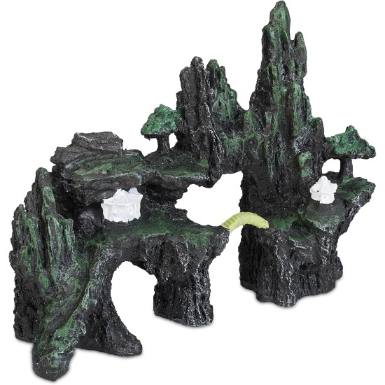 Relaxdays Decorative Hiding Place for Fish & Shrimp (HxWxD): 16.5 x 22 x 8 cm, Aquarium Rocks, Anthracite/Green Relaxdays Decorative Hiding Place for Fish & Shrimp (HxWxD): 16.5 x 22 x 8 cm, Aquarium Rocks, Anthracite/Green