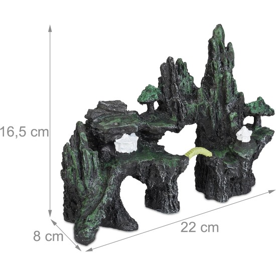 Relaxdays Decorative Hiding Place for Fish & Shrimp (HxWxD): 16.5 x 22 x 8 cm, Aquarium Rocks, Anthracite/Green Relaxdays Decorative Hiding Place for Fish & Shrimp (HxWxD): 16.5 x 22 x 8 cm, Aquarium Rocks, Anthracite/Green