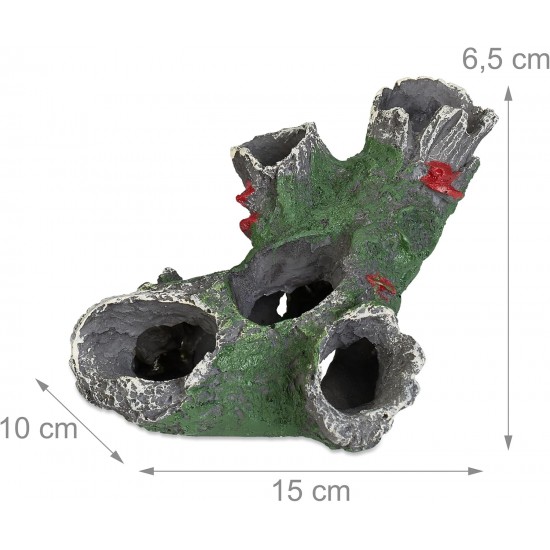Relaxdays Decorative Tree Trunk Hiding Place for Fish & Shrimp H x W x D: 6.5 x 15 x 10 cm Aquarium Cave Grey/Green Relaxdays Decorative Tree Trunk Hiding Place for Fish & Shrimp H x W x D: 6.5 x 15 x 10 cm Aquarium Cave Grey/Green