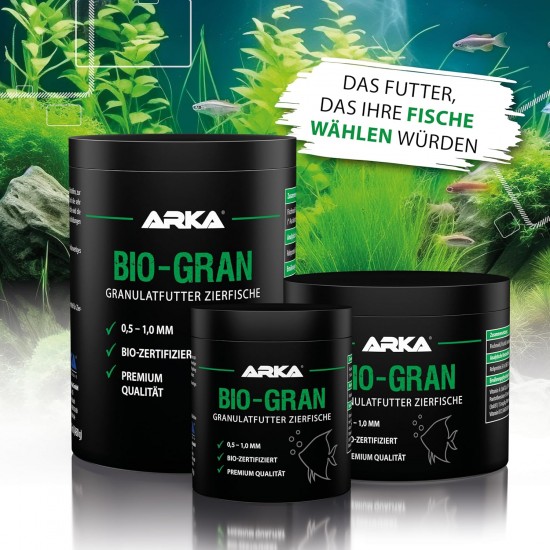 ARKA Bio-Gran - 250ml / 115g - Organic Certified Fish Food for Any Freshwater Aquarium, Promotes the Growth and Colour of Fish in Any Freshwater Aquarium. ARKA Bio-Gran - 250ml / 115g - Organic Certified Fish Food for Any Freshwater Aquarium, Promotes the Growth and Colour of Fish in Any Freshwater Aquarium.
