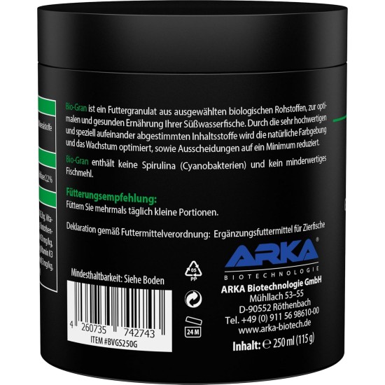 ARKA Bio-Gran - 500ml / 230g - Organic certified fish food for any freshwater aquarium, promotes growth and colour splendour of fish in any freshwater aquarium. ARKA Bio-Gran - 500ml / 230g - Organic certified fish food for any freshwater aquarium, promotes growth and colour splendour of fish in any freshwater aquarium.