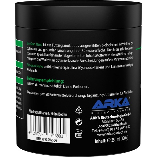 ARKA Bio-Gran Nano - 150ml / 75g - Organic Certified Fish Food for Any Freshwater Aquarium, Promotes Growth, Colour Splendor and Vitality of Ornamental Fish ARKA Bio-Gran Nano - 150ml / 75g - Organic Certified Fish Food for Any Freshwater Aquarium, Promotes Growth, Colour Splendor and Vitality of Ornamental Fish